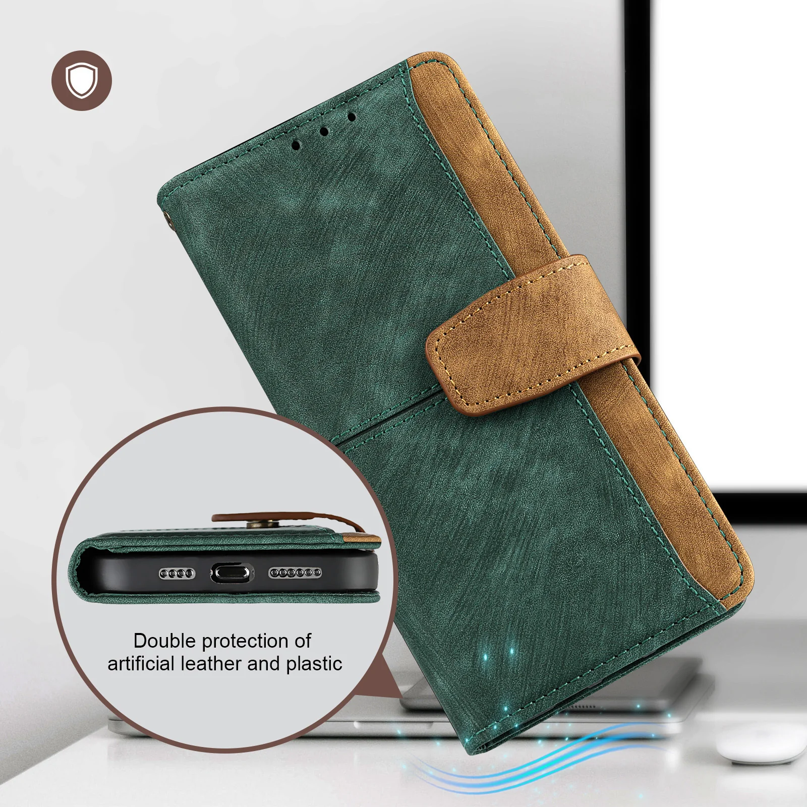 [With Card Slot] Motorola Moto G55 Full-coverage Shockproof Wallet Series Case - Image 13