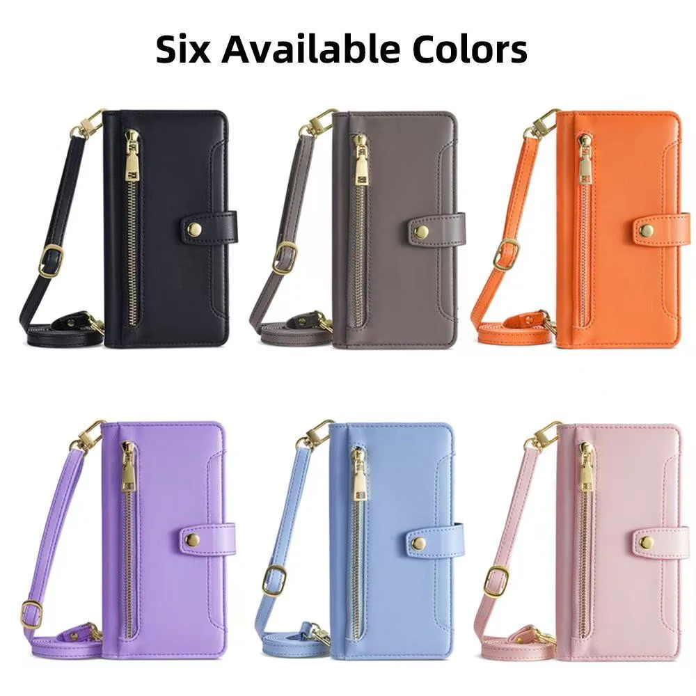 [With Card Slot] Samsung Galaxy S26/Plus/Ultra - Multi-Function Flip Leather Zipper Wallet Case With Wrist & Shoulder Strap - Image 7