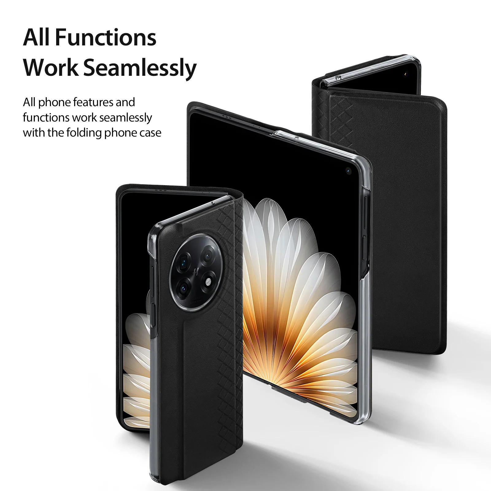 [With Card Slot] OPPO Find N5 - Premium PU Leather Strong Magnetic Foldable Protective Case - Image 4