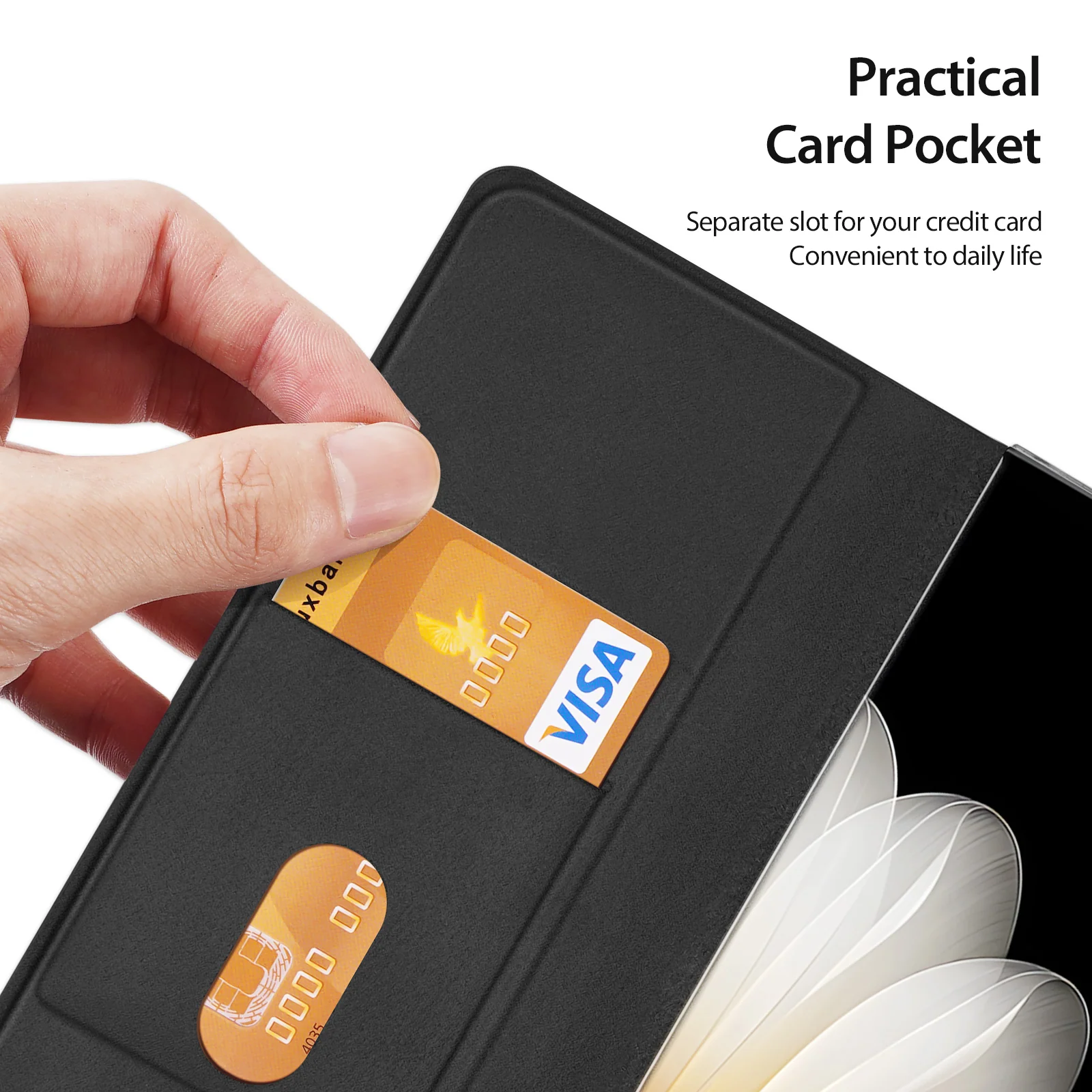 [With Card Slot] OPPO Find N5 - Premium PU Leather Strong Magnetic Foldable Protective Case - Image 5