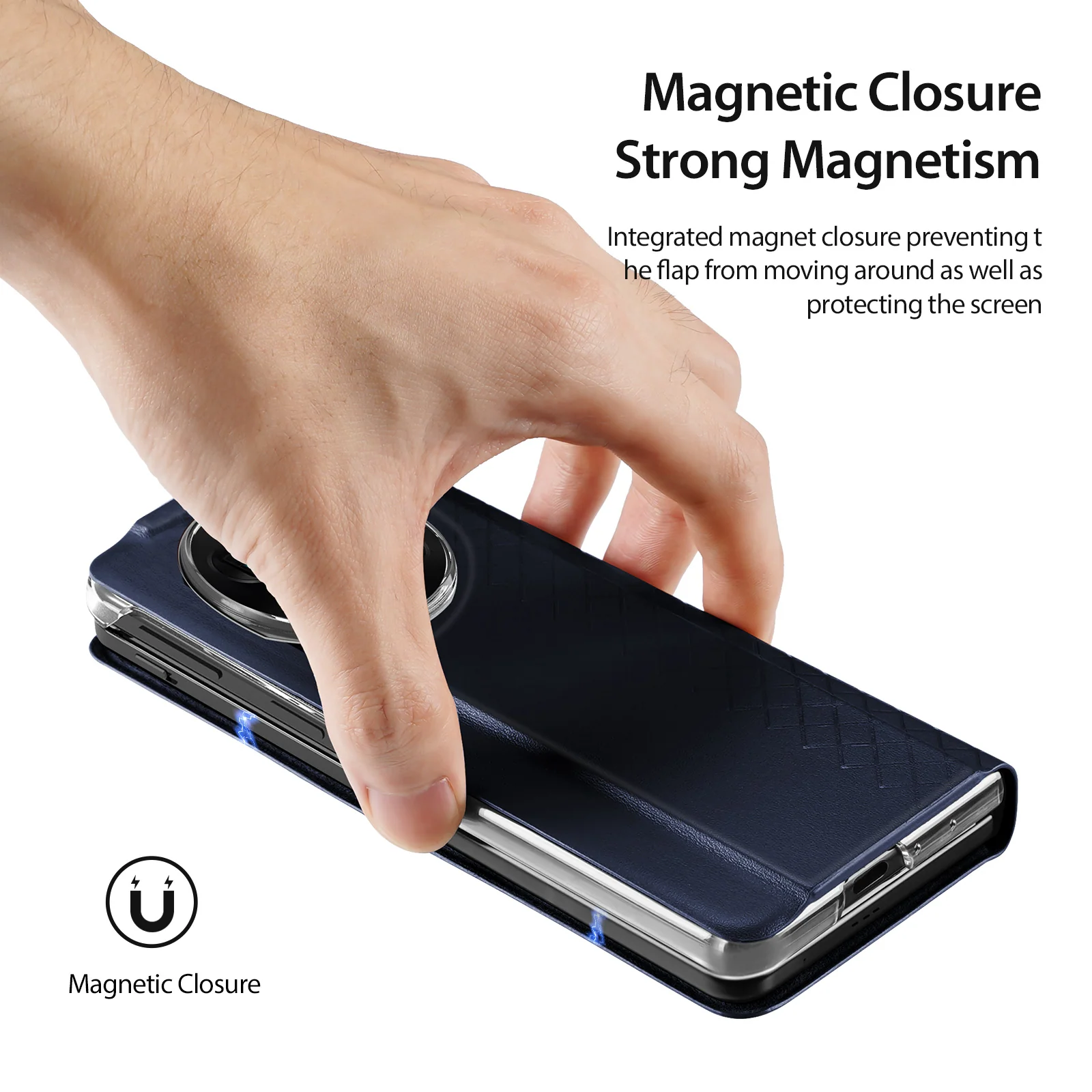 [With Card Slot] OPPO Find N5 - Premium PU Leather Strong Magnetic Foldable Protective Case - Image 6