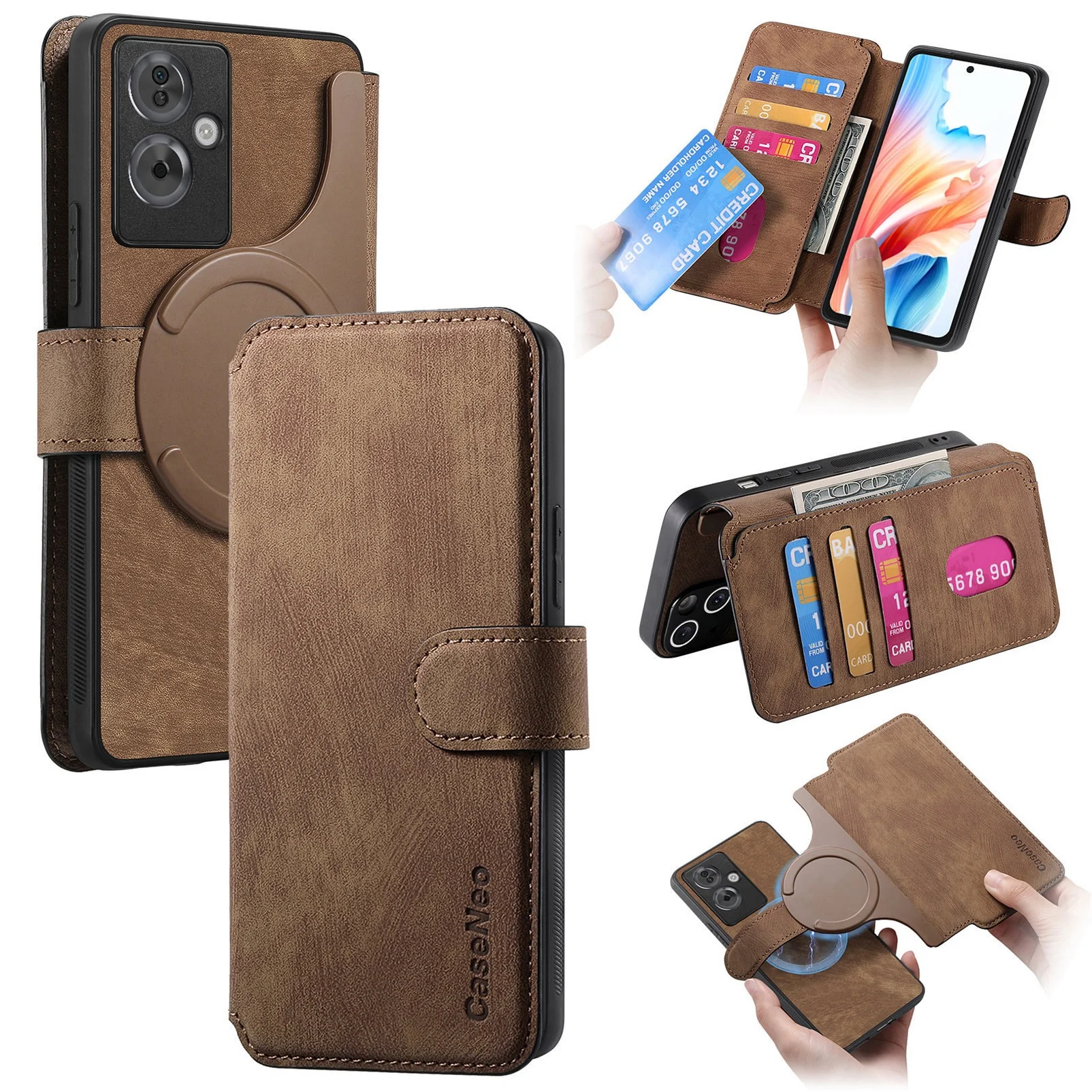 [With Card Slot] Realme C55 - Multi-functional Leather Wallet Case With Magnetic Flip Cover - Image 2