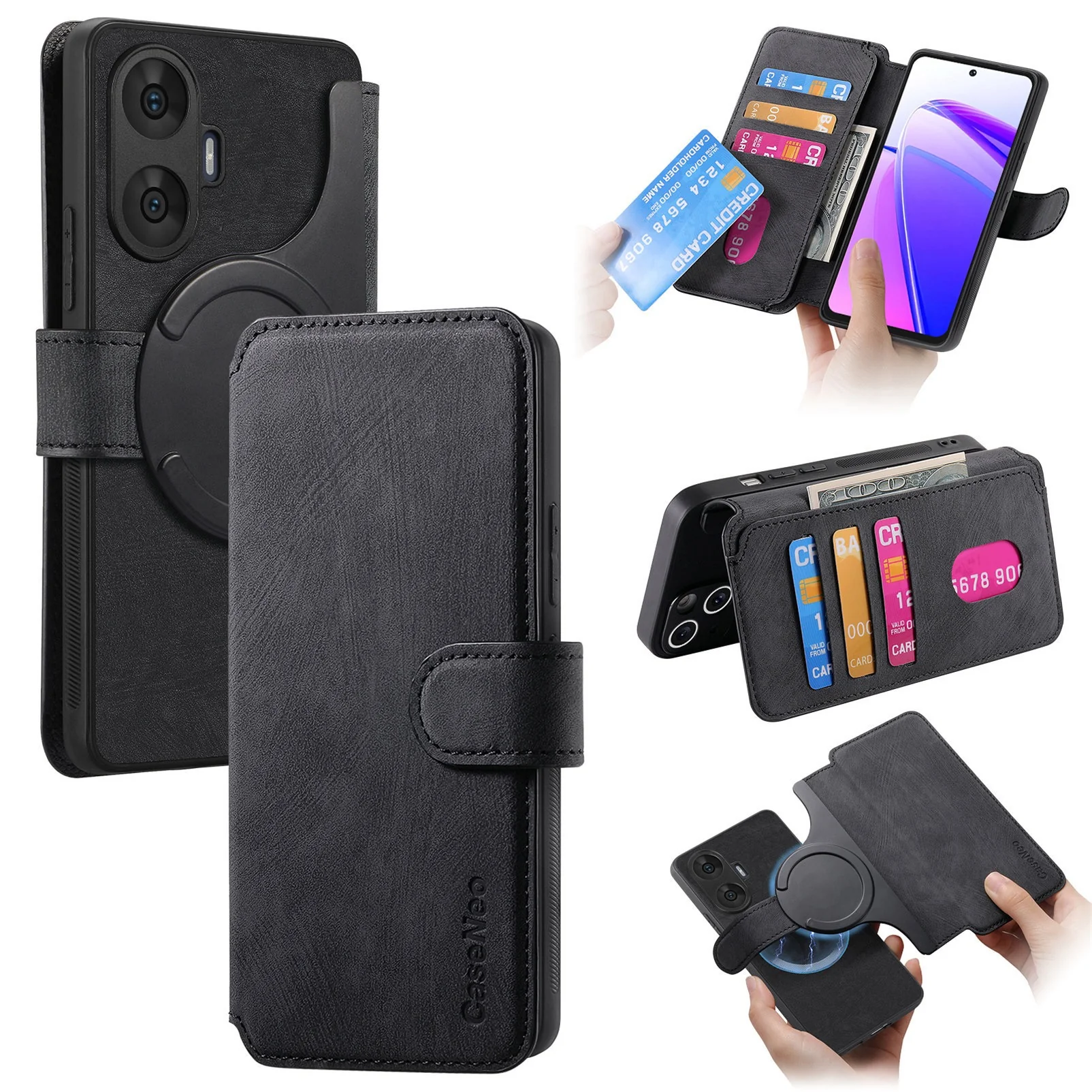 [With Card Slot] Realme GT 7 Pro 5G - Multi-functional Leather Wallet Case With Magnetic Flip Cover - Image 2