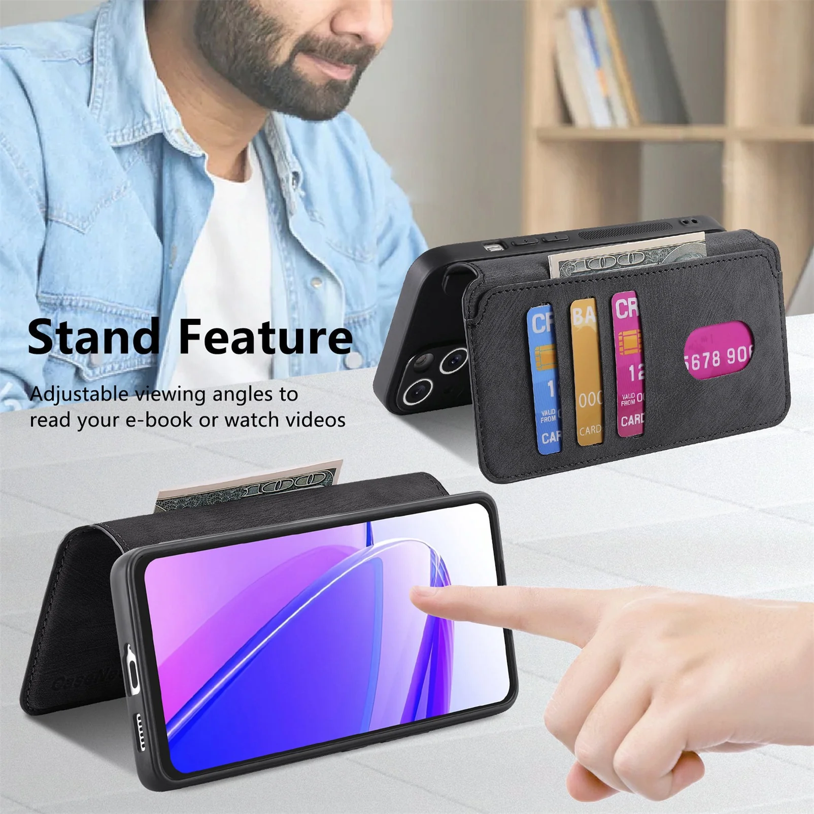 [With Card Slot] Realme GT 7 Pro 5G - Multi-functional Leather Wallet Case With Magnetic Flip Cover - Image 9