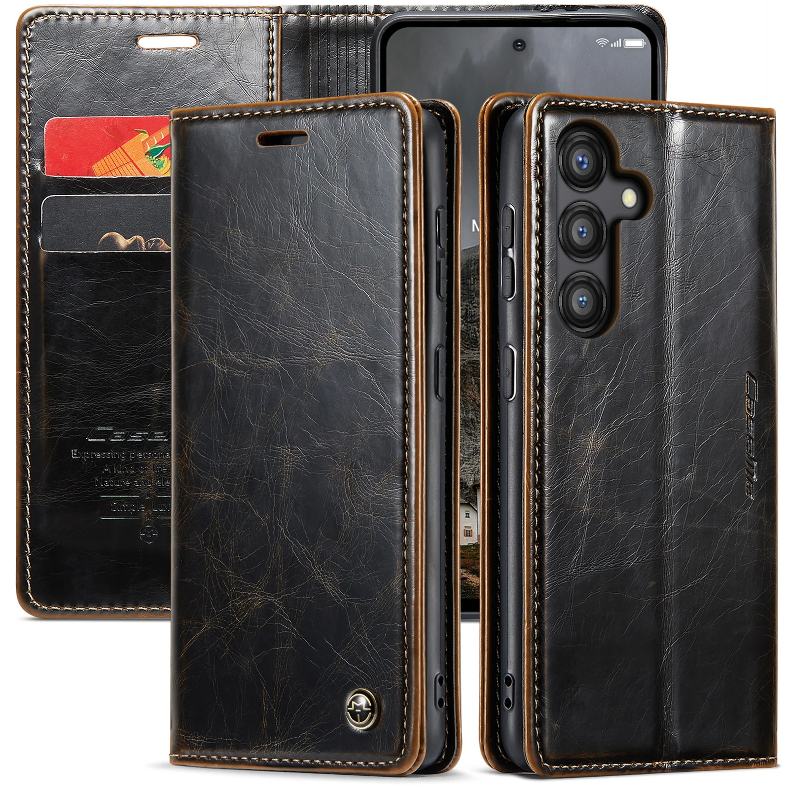 [With Card Slot] Samsung Galaxy A15 4G (A155) / A15 5G (A156) - Magnetic Flip PU Leather Wallet Series Stand Case - Image 5