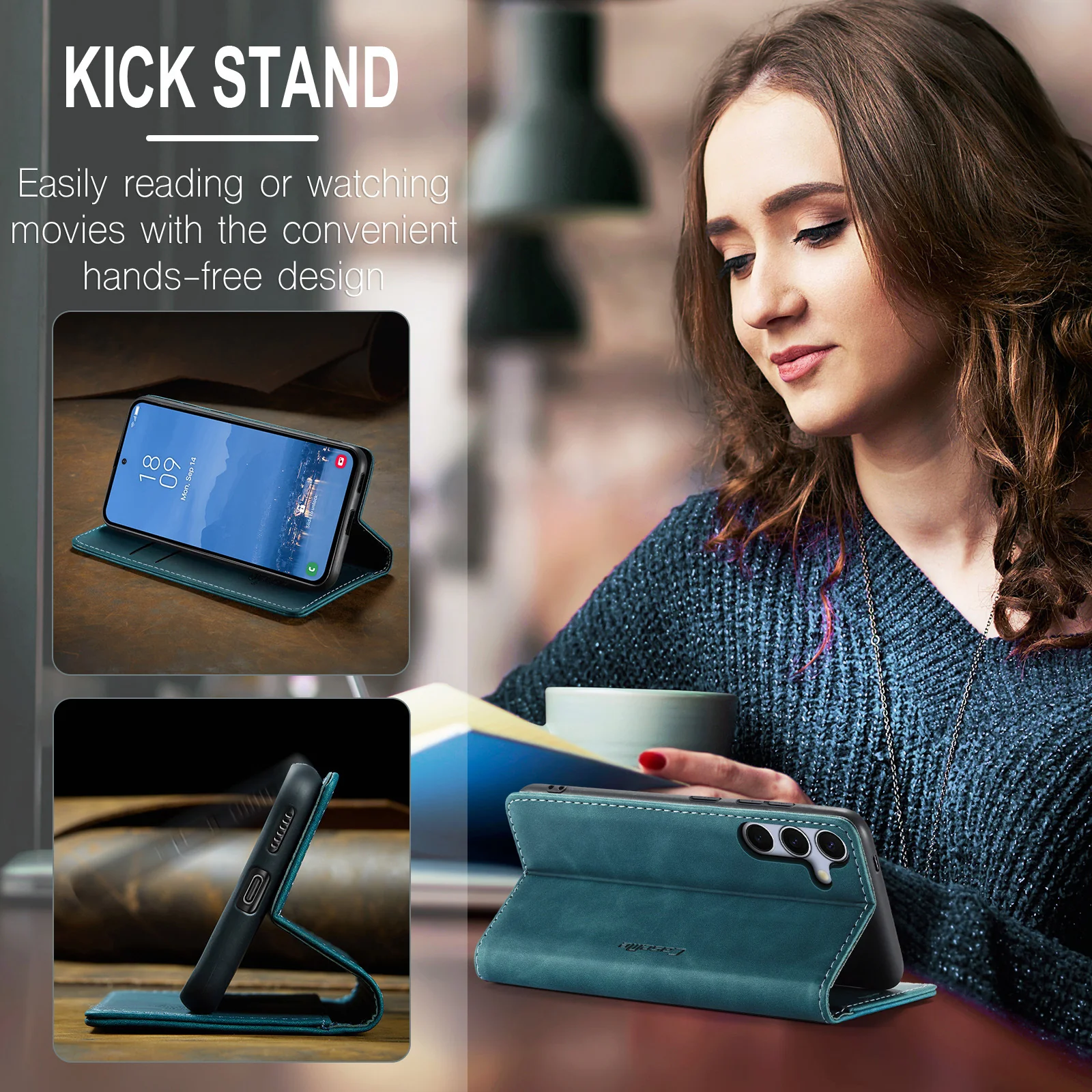 [With Card Slot] Samsung Galaxy A16 5G (SM-A166) - Business Premium Leather Shockproof Wallet Series Case - Image 4