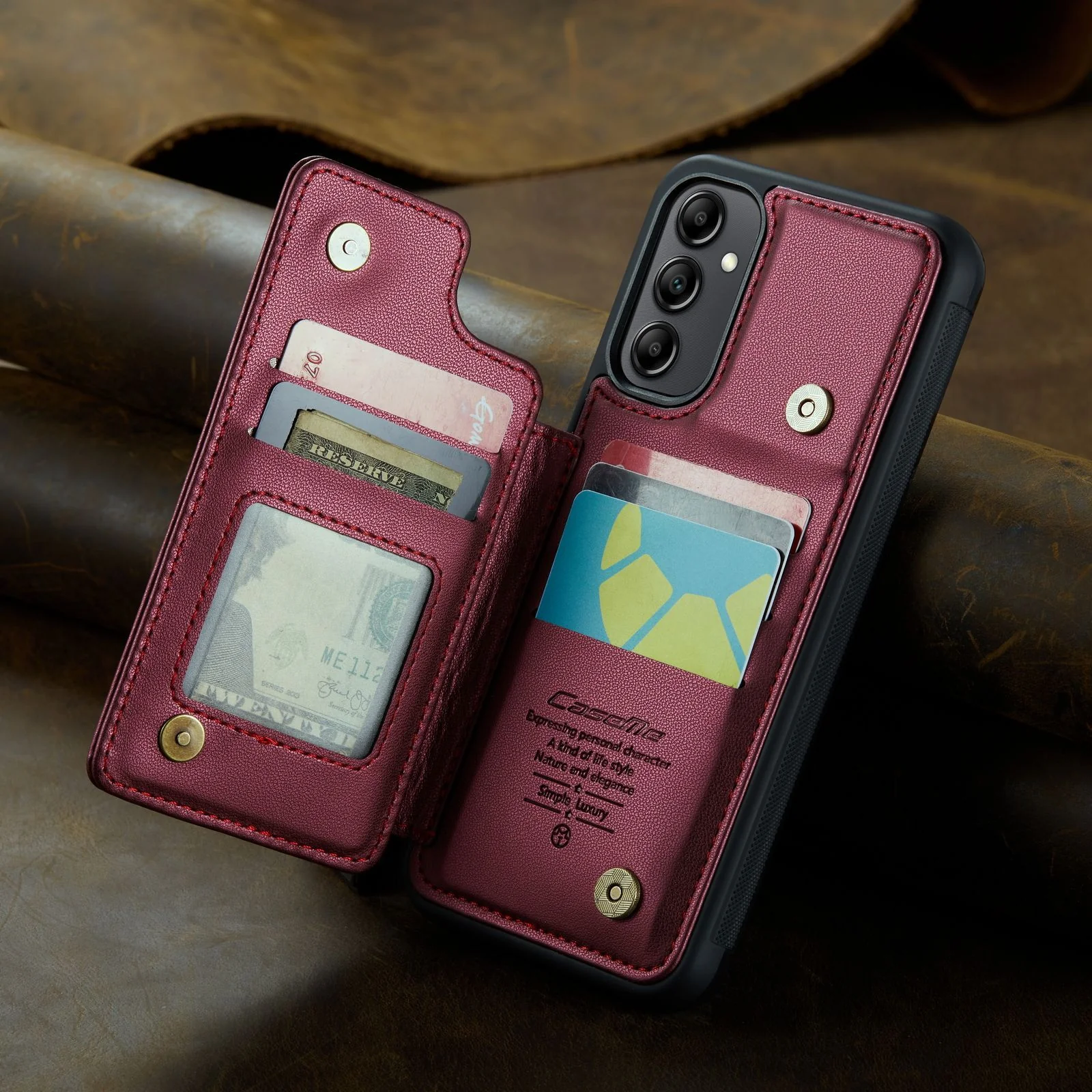 [With Card Slot] Samsung Galaxy A56 RFID Flip Premium Leather Wallet Series Case - Image 14