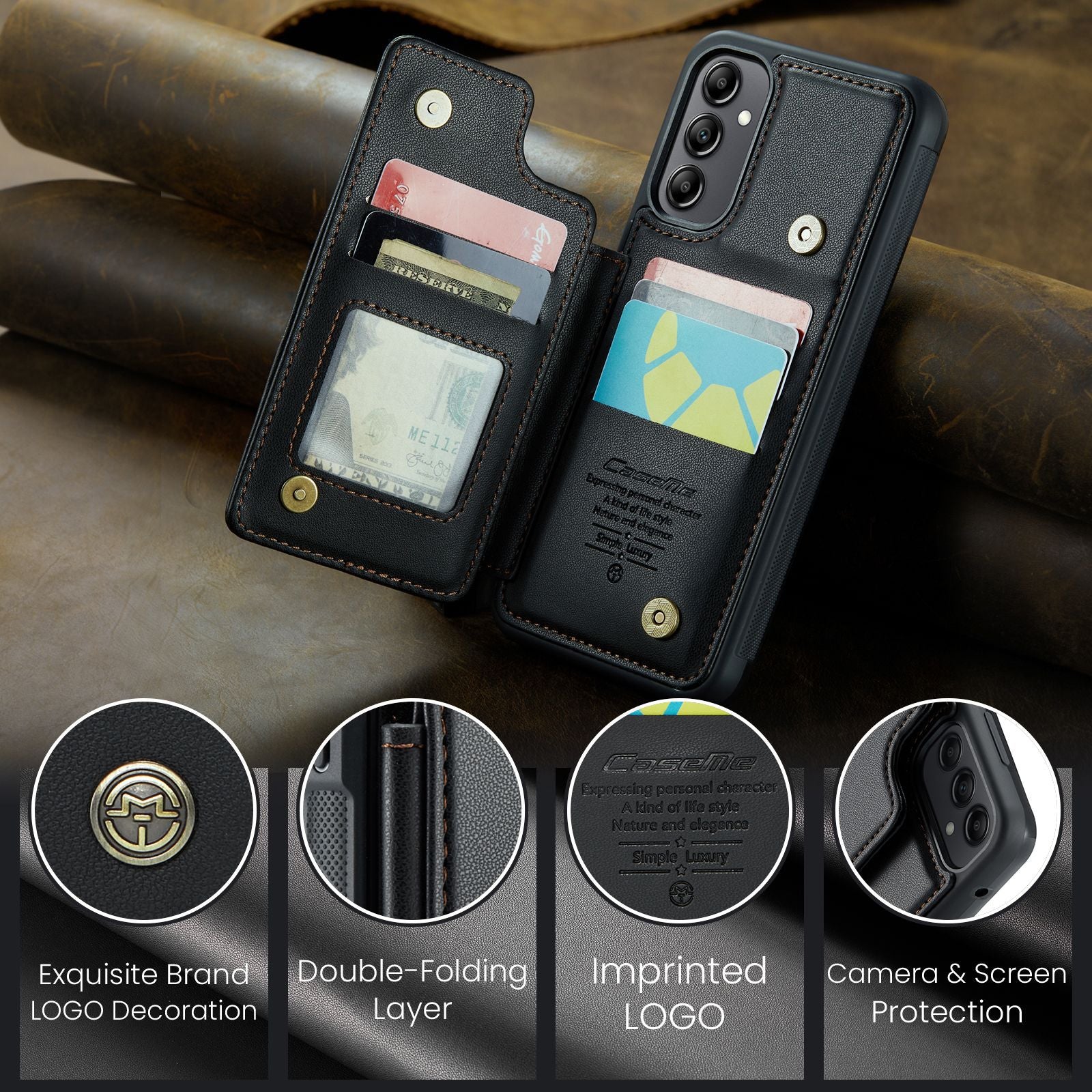 [With Card Slot] Samsung Galaxy A56 RFID Flip Premium Leather Wallet Series Case - Image 2