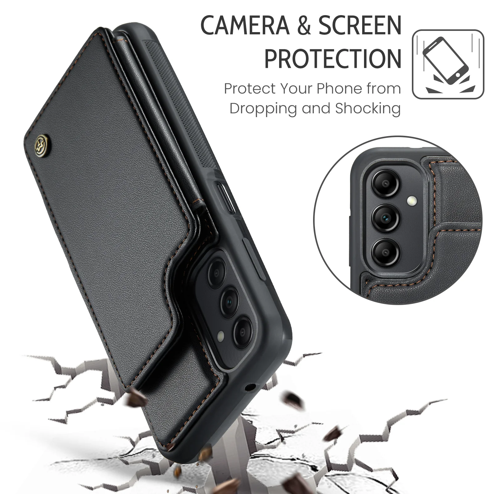 [With Card Slot] Samsung Galaxy A56 RFID Flip Premium Leather Wallet Series Case - Image 3