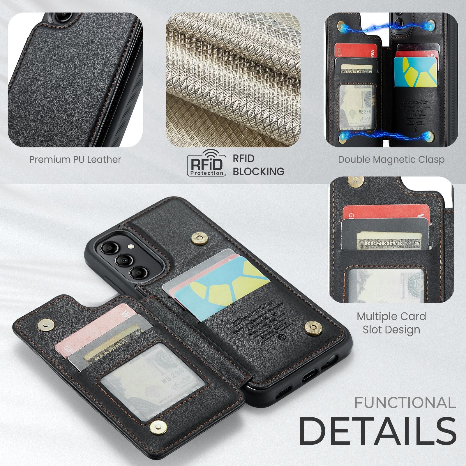 [With Card Slot] Samsung Galaxy A56 RFID Flip Premium Leather Wallet Series Case - Image 5