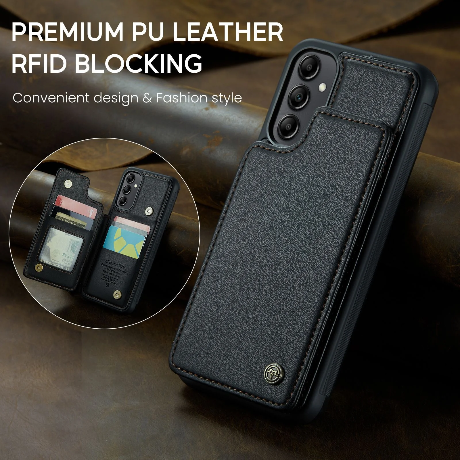 [With Card Slot] Samsung Galaxy A56 RFID Flip Premium Leather Wallet Series Case - Image 6