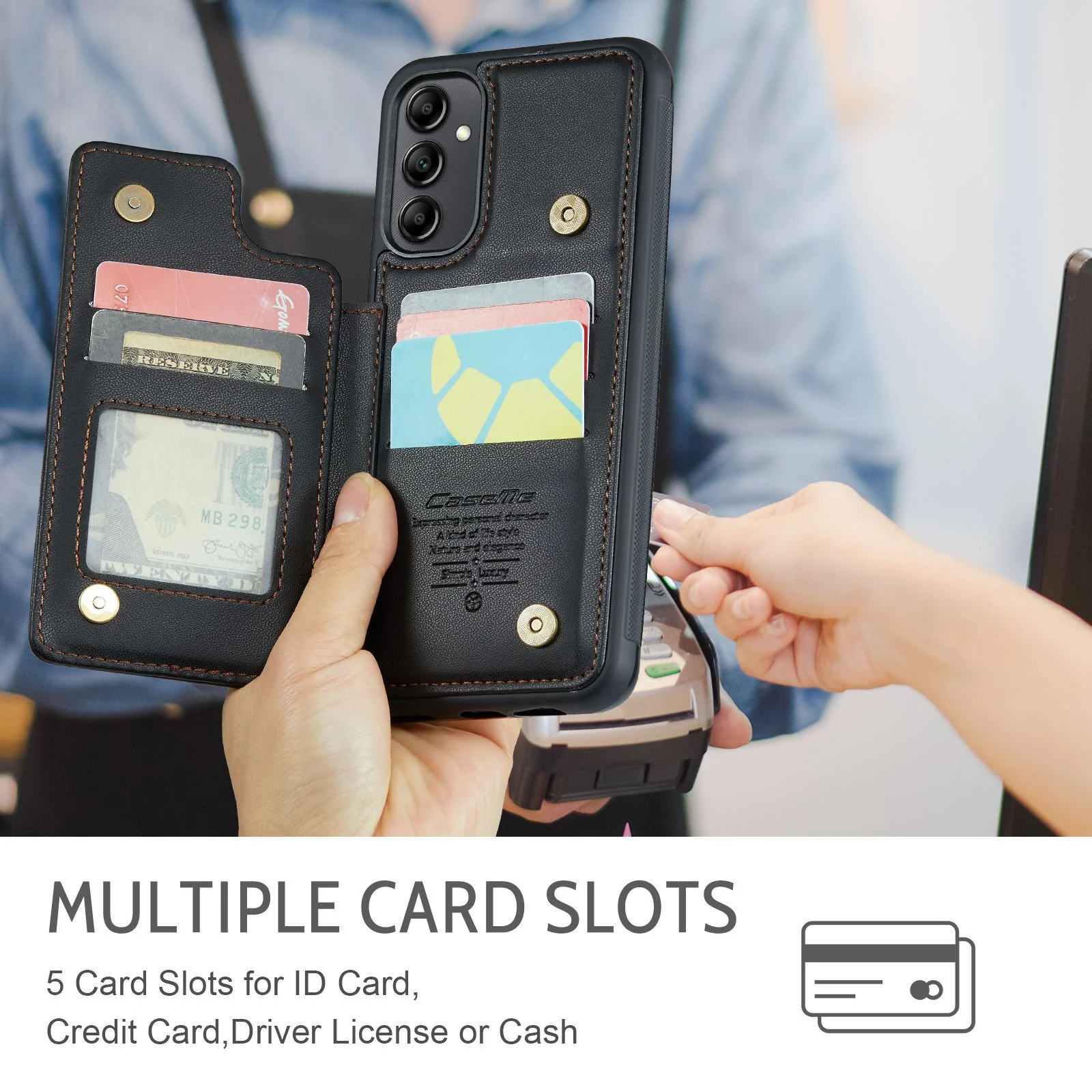 [With Card Slot] Samsung Galaxy A56 RFID Flip Premium Leather Wallet Series Case - Image 7
