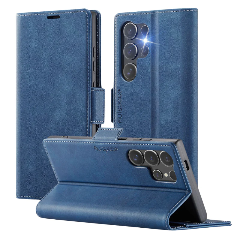 [With Card Slot] Samsung Galaxy S23/Plus/Ultra/FE - Premium Leather Shockprppf Flip Case