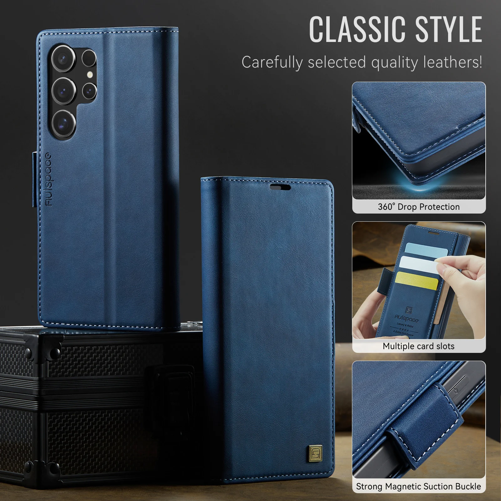 [With Card Slot] Samsung Galaxy S23/Plus/Ultra/FE - Premium Leather Shockprppf Flip Case - Image 4
