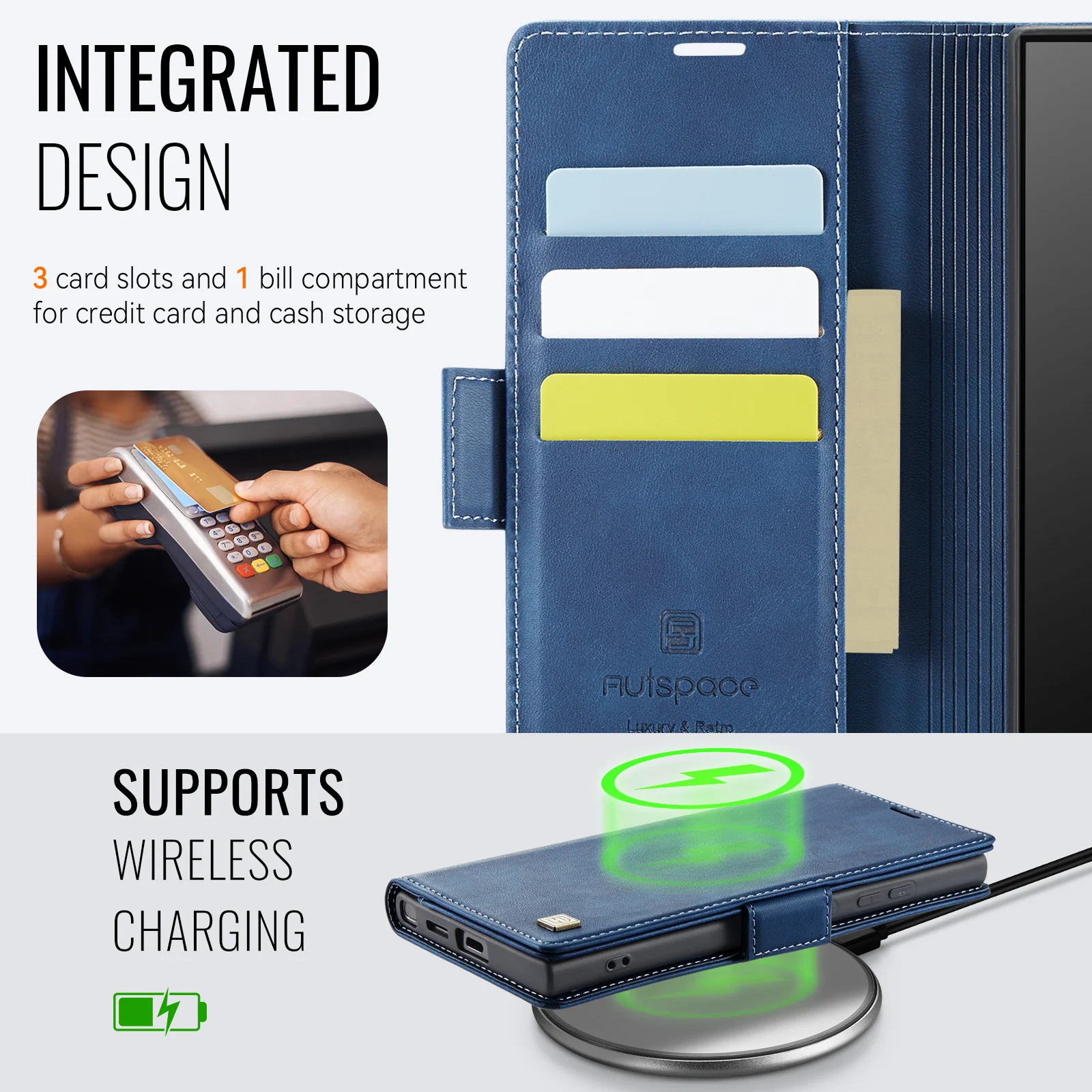 [With Card Slot] Samsung Galaxy S23/Plus/Ultra/FE - Premium Leather Shockprppf Flip Case - Image 6