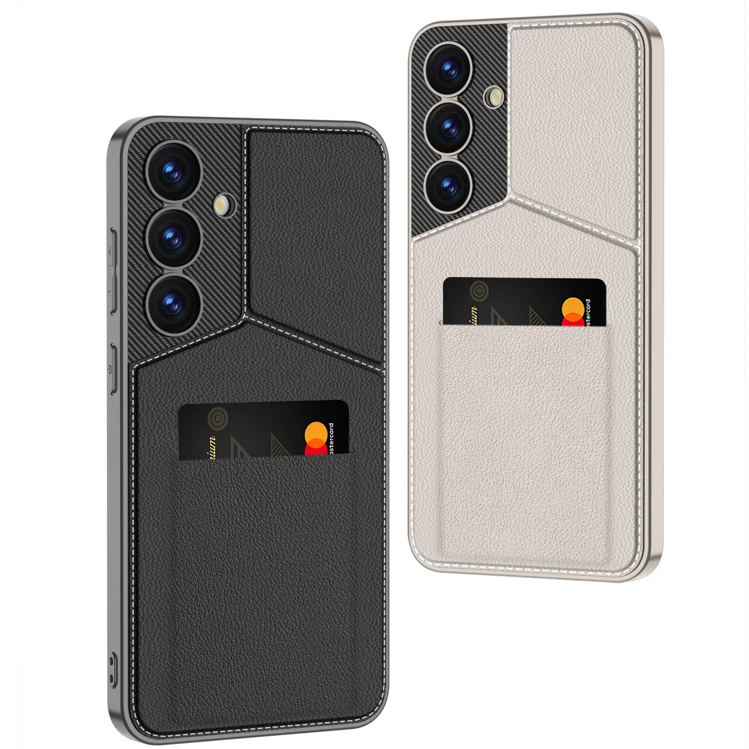 [With Card Slot] Samsung Galaxy S25/Plus/Ultra - Full Cover Magnetic Card Holder Stand Case