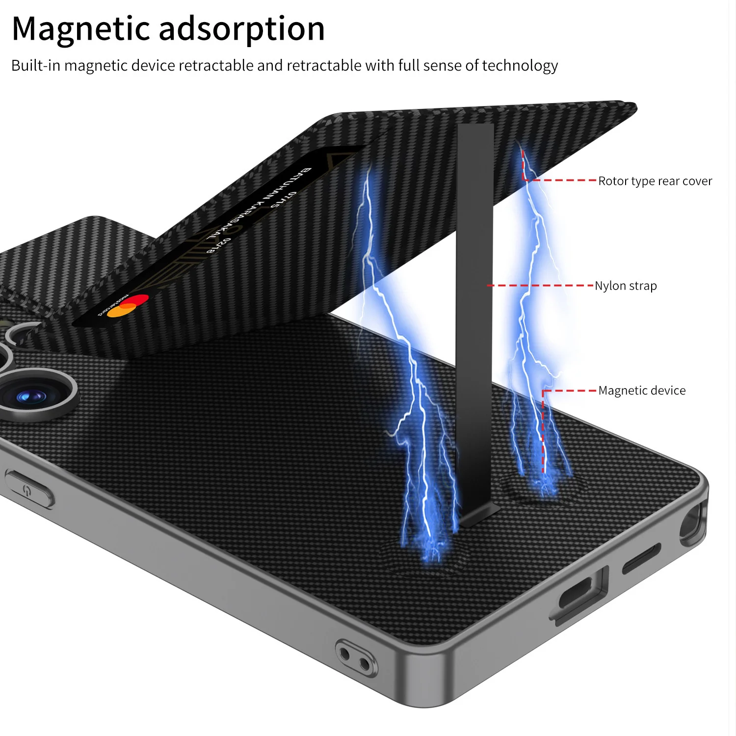 [With Card Slot] Samsung Galaxy S25/Plus/Ultra - Full Cover Magnetic Card Holder Stand Case - Image 7