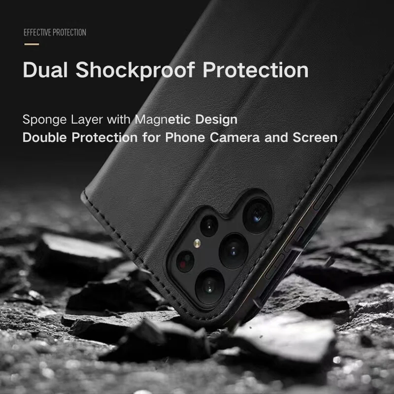 [With Card Slot] Samsung Galaxy S25/Plus/Ultra Business Flip Cover Premium Leather Shockproof Wallet Case - Image 10