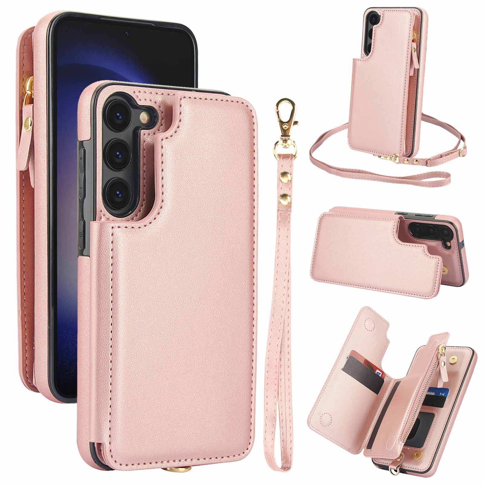 [With Card Slot] Samsung Galaxy S24/Plus/Ultra/FE - PU Leather RFID Blocking Wallet Series Stand Case With Long + Short Lanyard - Image 4