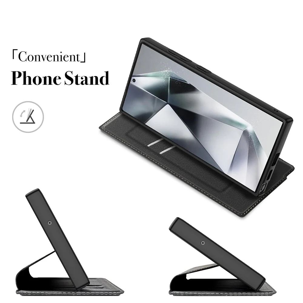 [With Card Slot] Samsung Galaxy S24/Plus/Ultra - Magnetic Leather Flip Cover Wallet Series Case - Image 4