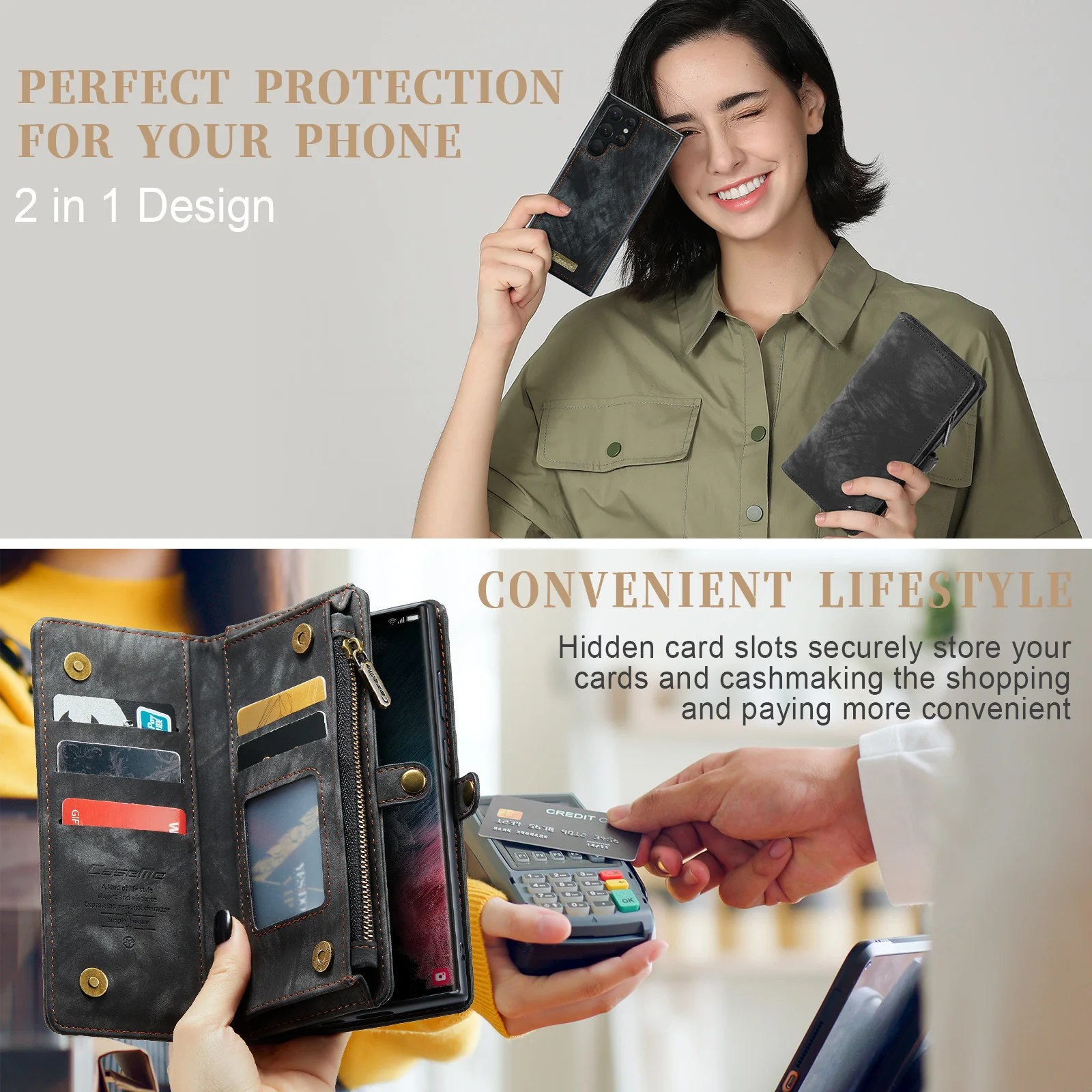[With Card Slot] Samsung Galaxy S24/Ultra/Plus Multifunctional Leather Shockproof Flip Wallet Series Case - Image 10