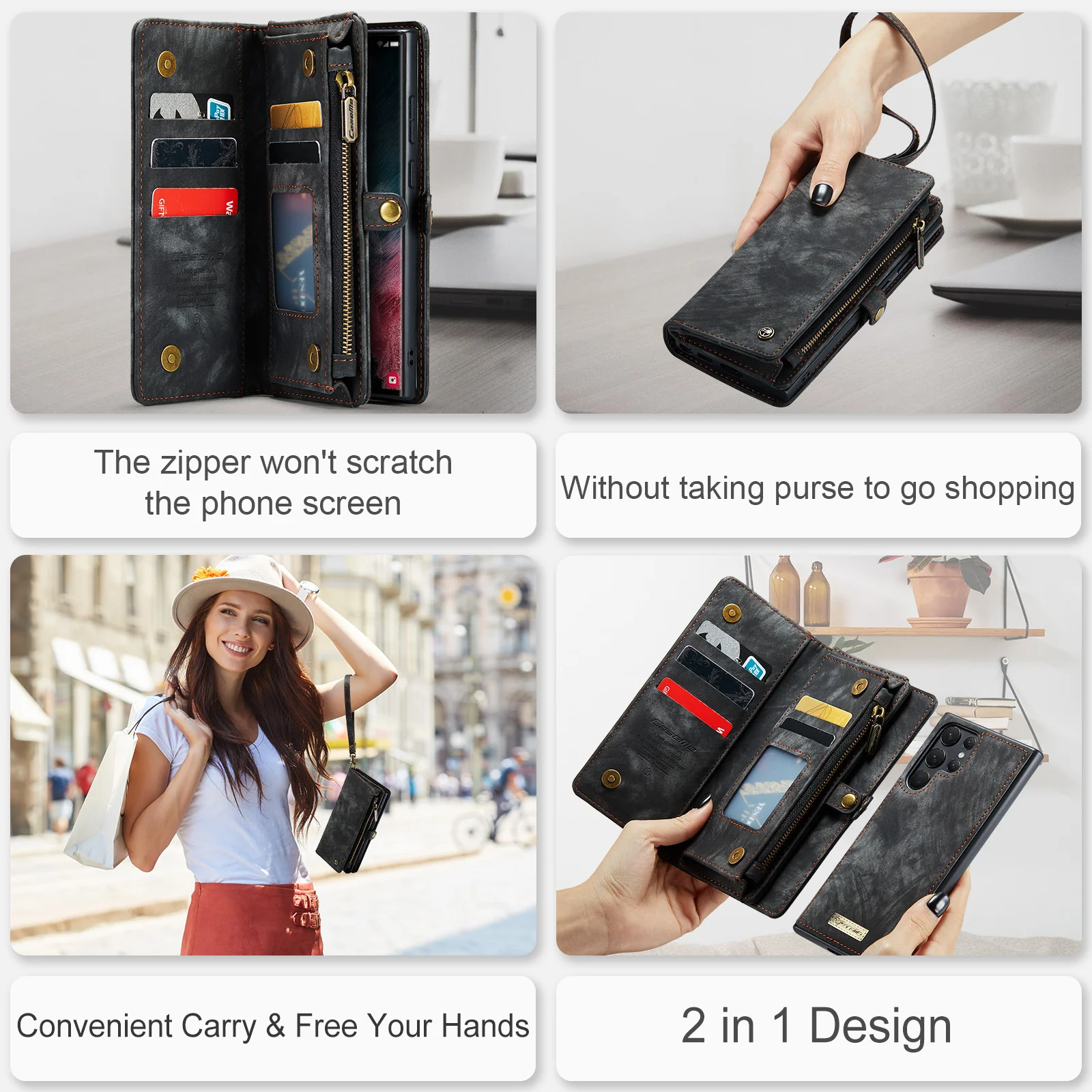 [With Card Slot] Samsung Galaxy S24/Ultra/Plus Multifunctional Leather Shockproof Flip Wallet Series Case - Image 12