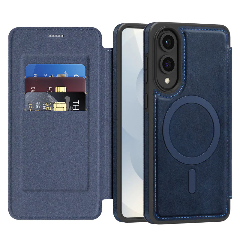 [With Card Slot] Samsung Galaxy S25 Edge (SM-S937) - Business Leather Flip Magnetic Case - Image 6