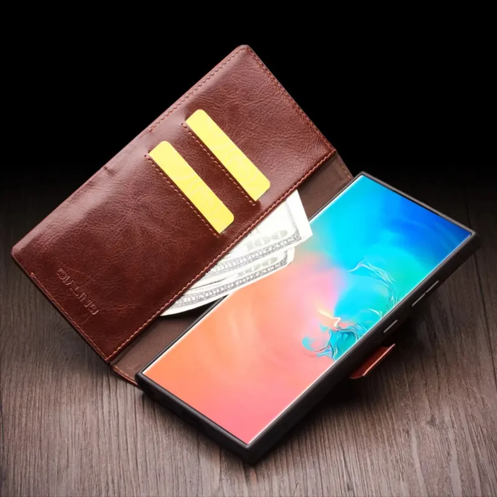 [With Card Slot] Samsung Galaxy S26/Plus/Ultra - Genuine Leather Flip Stand Wallet Series Case - Image 3