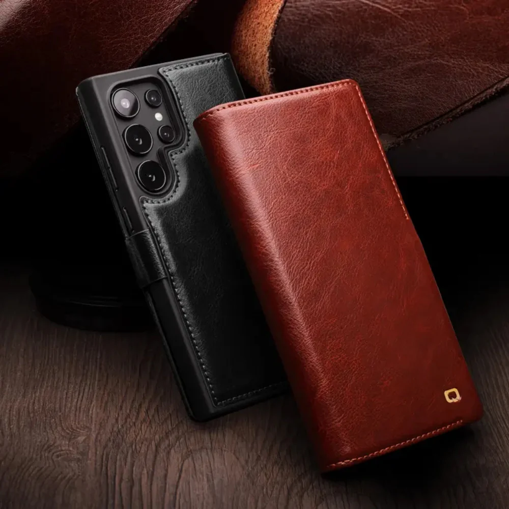 [With Card Slot] Samsung Galaxy S26/Plus/Ultra - Genuine Leather Flip Stand Wallet Series Case - Image 6