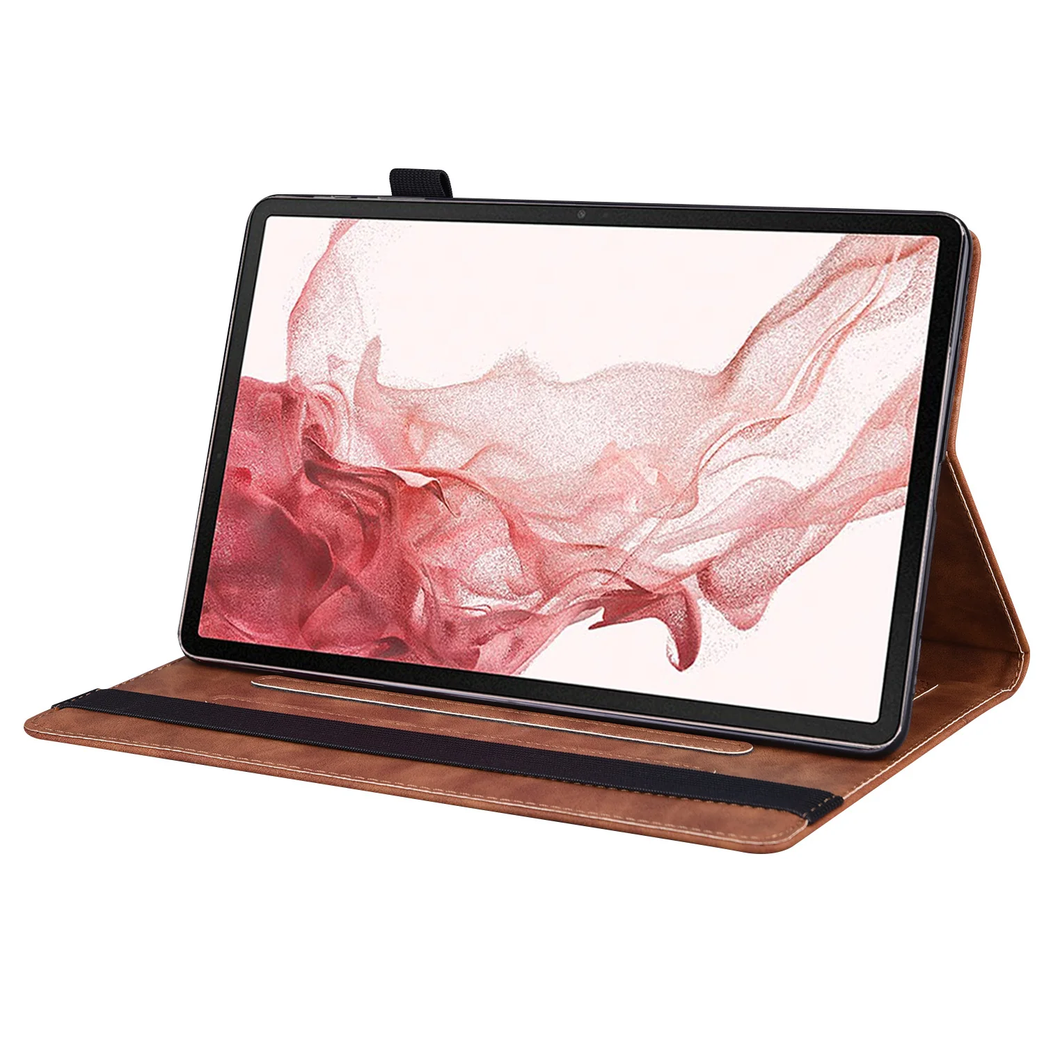 [With Card Slot] Samsung Galaxy Tab S10 FE Plus (2025) 13.1" Matte Color-Block Samsung Tablet Leather Case - Image 9