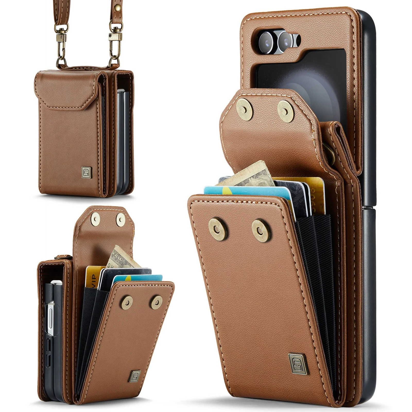 [With Card Slot] Samsung Galaxy Z Flip7 FE (SM-F761) RFID Blocking Premium Leather Foldable Flip Wallet Case Series - Image 11