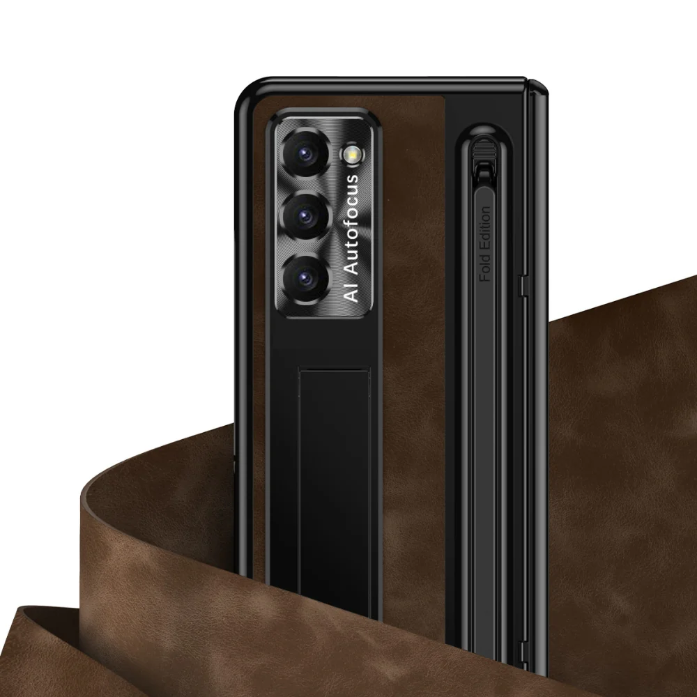 [With Card Slot] Samsung Galaxy Z Fold5 5G (SM-F946) - Retro Leather Folding Stand Series Shockproof Case - Image 11