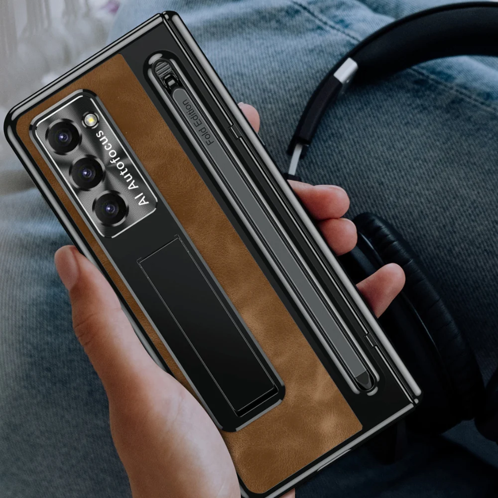 [With Card Slot] Samsung Galaxy Z Fold5 5G (SM-F946) - Retro Leather Folding Stand Series Shockproof Case - Image 12