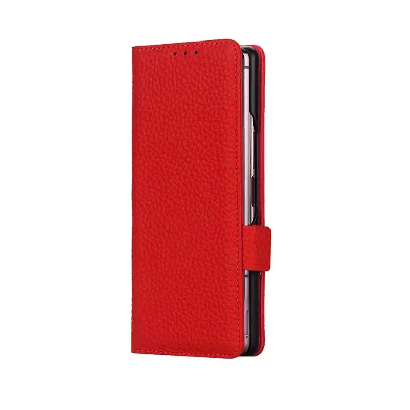 [With Card Slot] Samsung Galaxy Z Fold7 - Genuine Leather Wallet Heavy Duty Business Case - Image 5