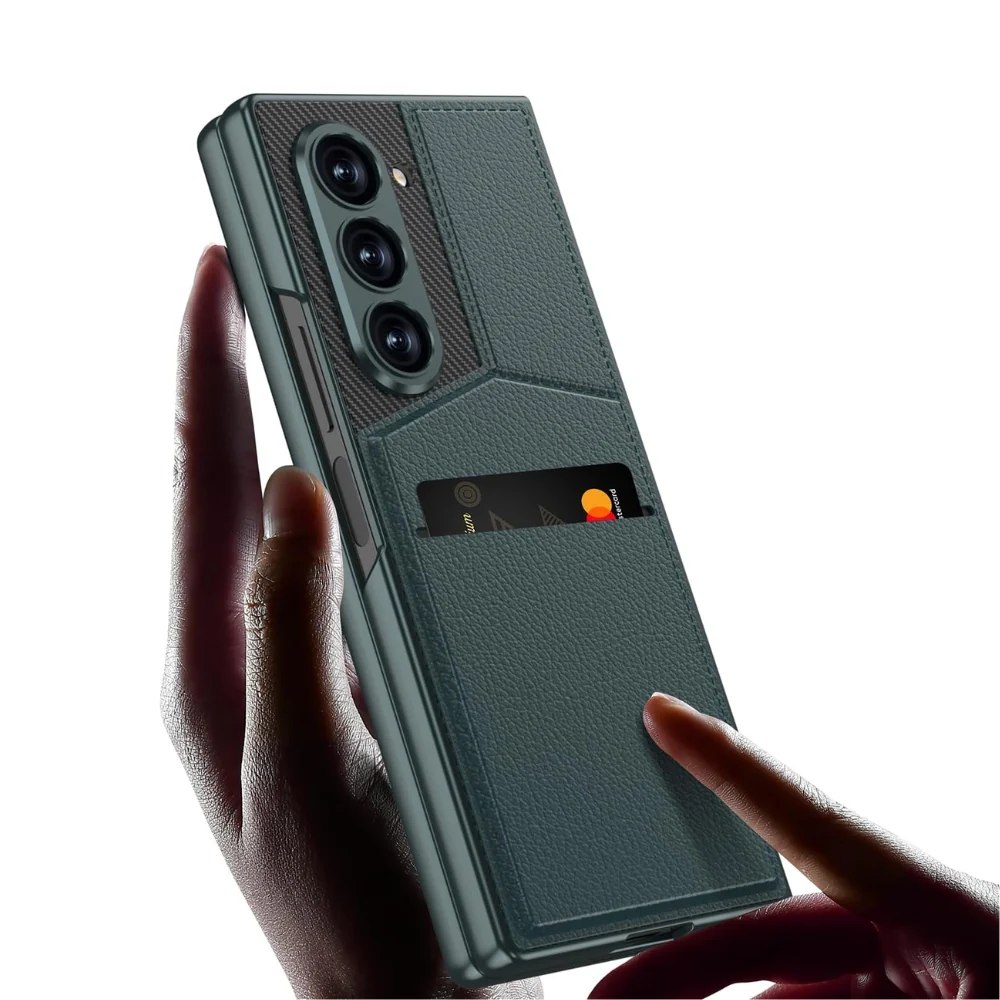 [With Card Slot] Samsung Galaxy Z Fold6 (SM-F956) - Shell-membrane Integrated Magnetic Card Holder Stand Case - Image 10