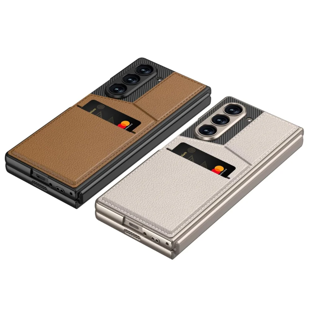 [With Card Slot] Samsung Galaxy Z Fold6 (SM-F956) - Shell-membrane Integrated Magnetic Card Holder Stand Case - Image 13