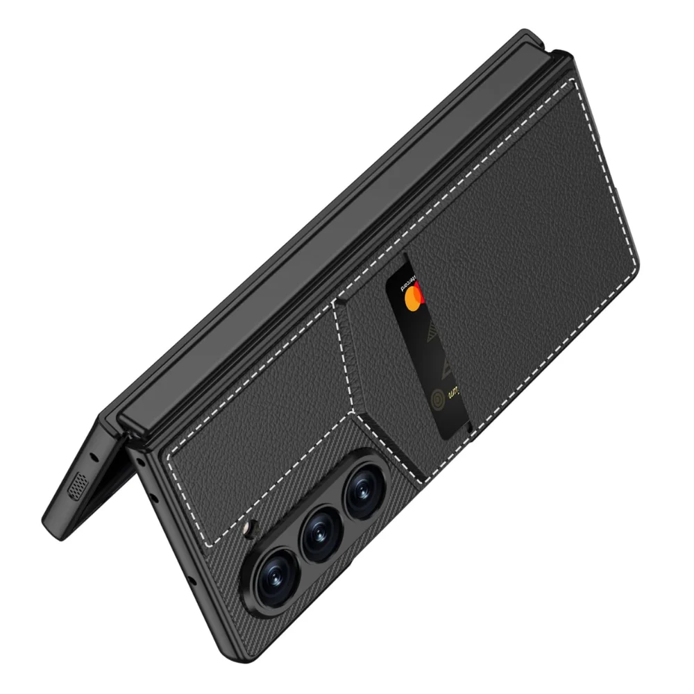 [With Card Slot] Samsung Galaxy Z Fold6 (SM-F956) - Shell-membrane Integrated Magnetic Card Holder Stand Case - Image 14