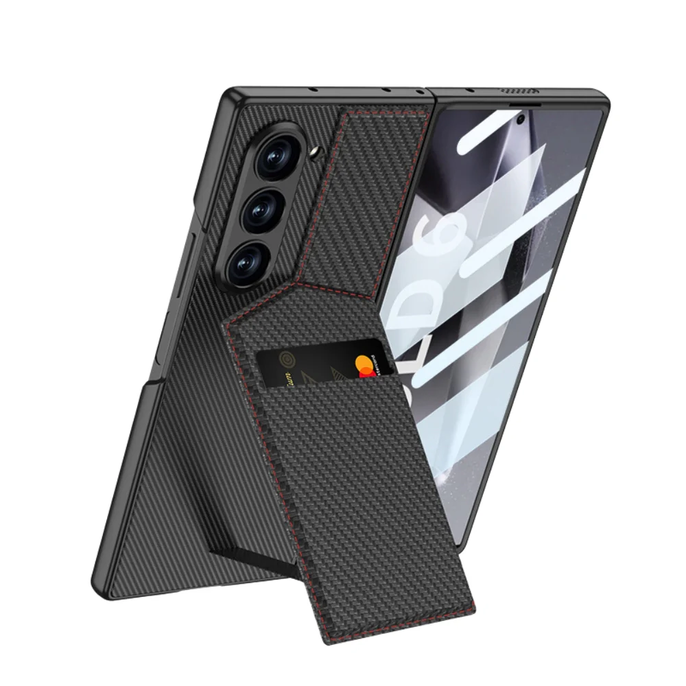 [With Card Slot] Samsung Galaxy Z Fold6 (SM-F956) - Shell-membrane Integrated Magnetic Card Holder Stand Case - Image 2