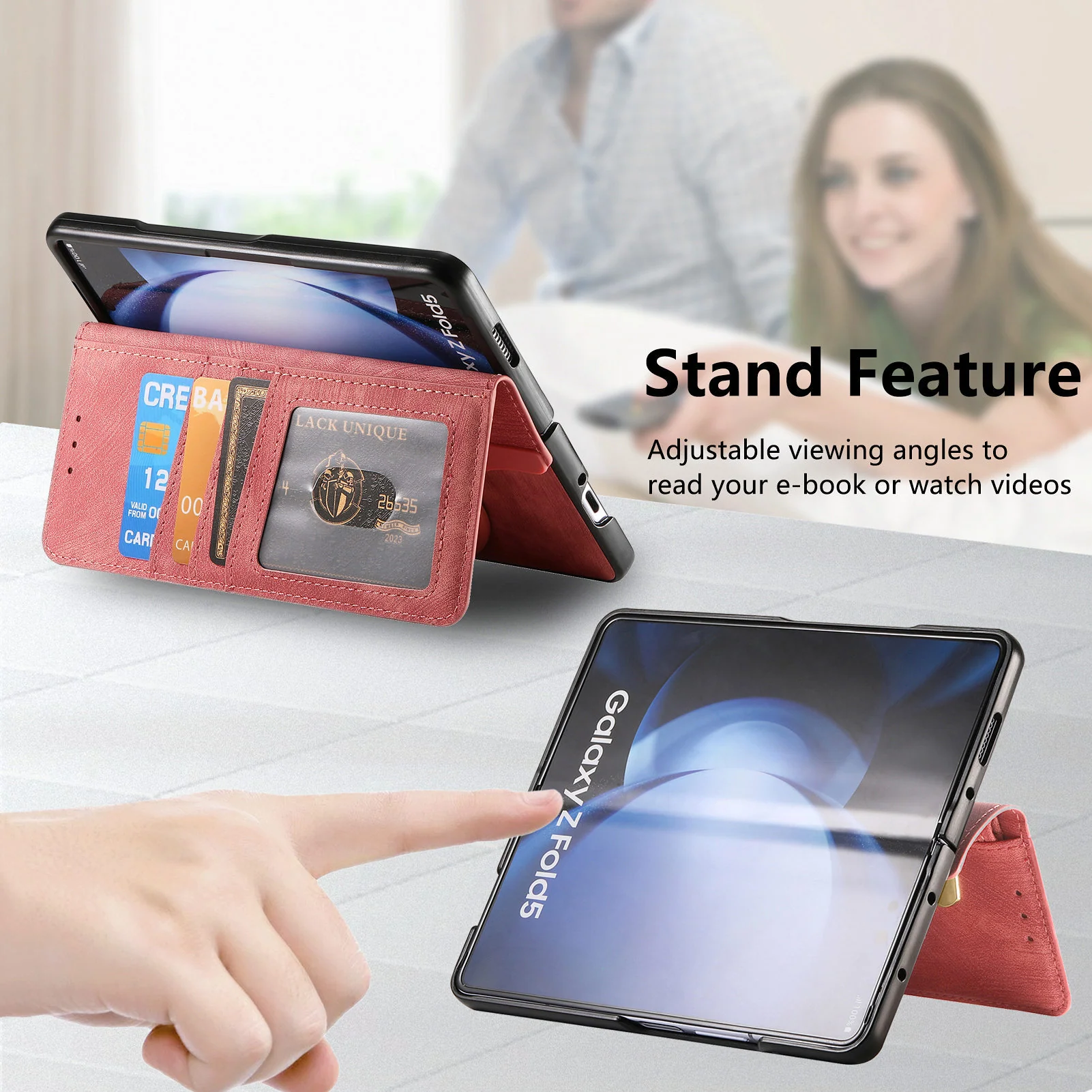 [With Card Slot] Samsung Galaxy Z Fold7 - Multi-functional Leather Wallet Case With Magnetic Flip Cover - Image 4