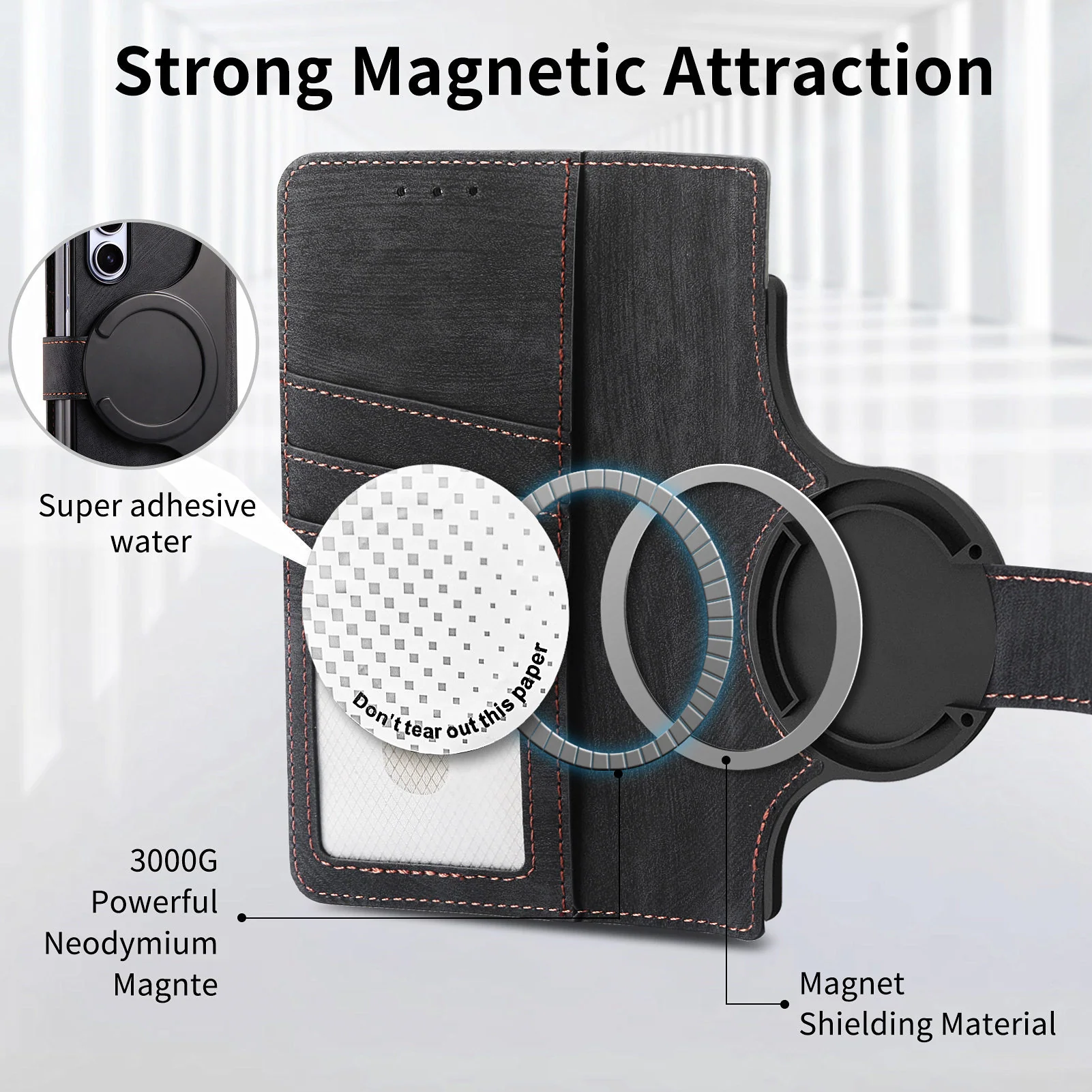 [With Card Slot] Samsung Galaxy Z Fold7 - Multi-functional Leather Wallet Case With Magnetic Flip Cover - Image 6