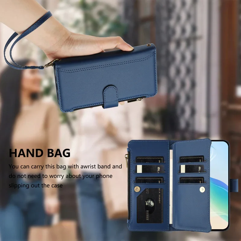 [With Card Slot] VIVO V50 5G - Multifunctional Flip Phone Case With Magnetic Closure & Wrist Strap - Image 12