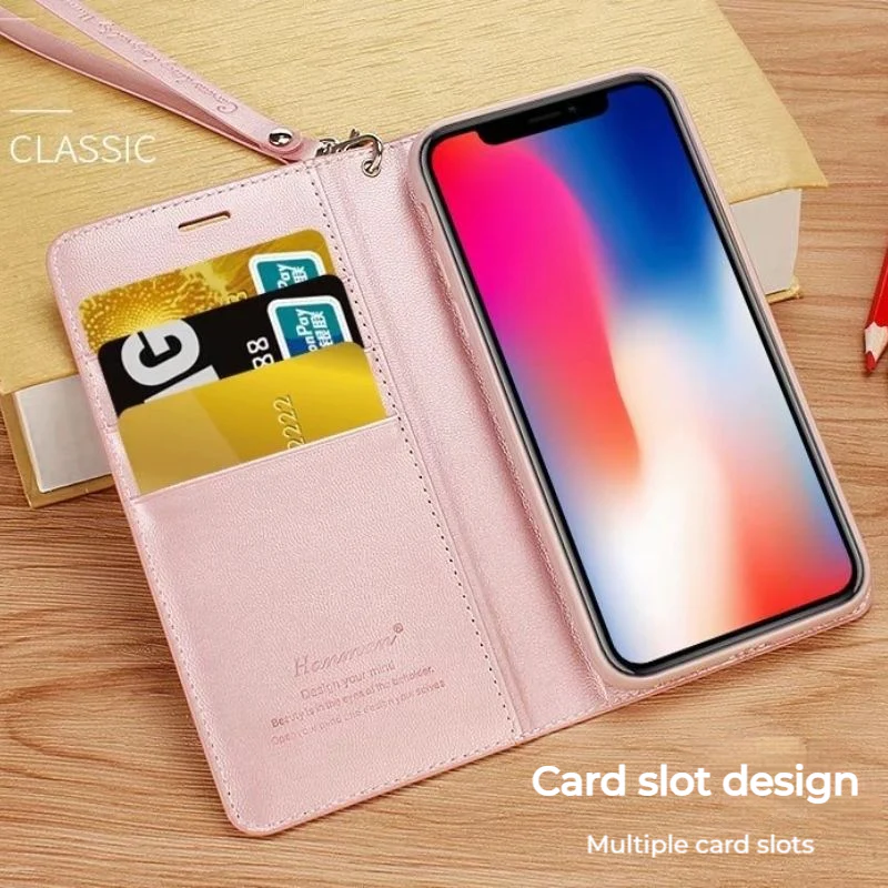 [With Card Slot] Vivo Y38 5G - Hanman Premium Quality Leather Flip Wallet Series Soft Case With lanyard - Image 6