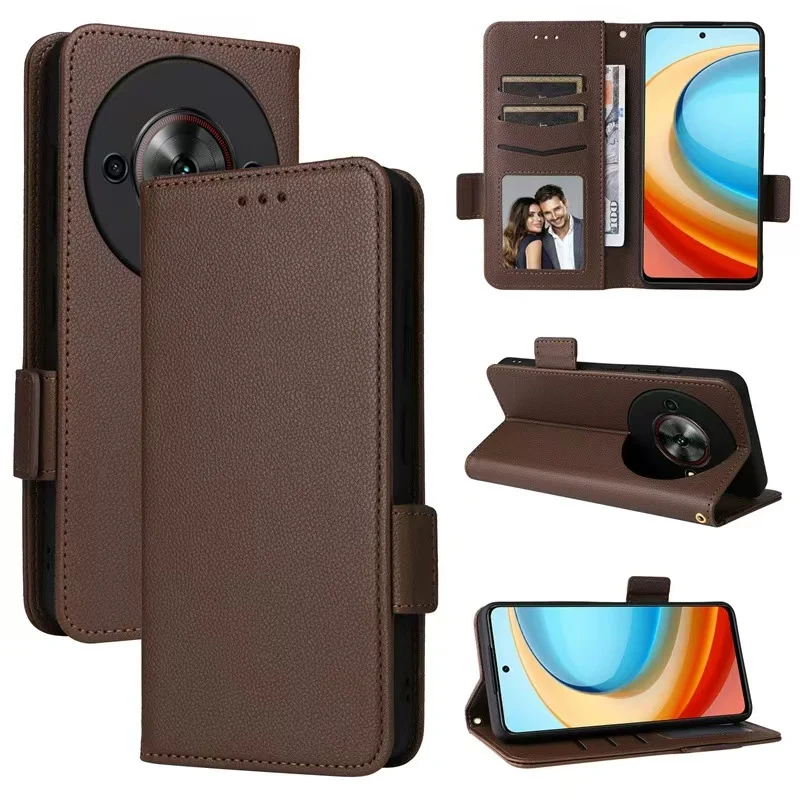 [With Card Slot] ZTE Blade A75 5G Minimalist Leather Flip Wallet Series Case - Image 8