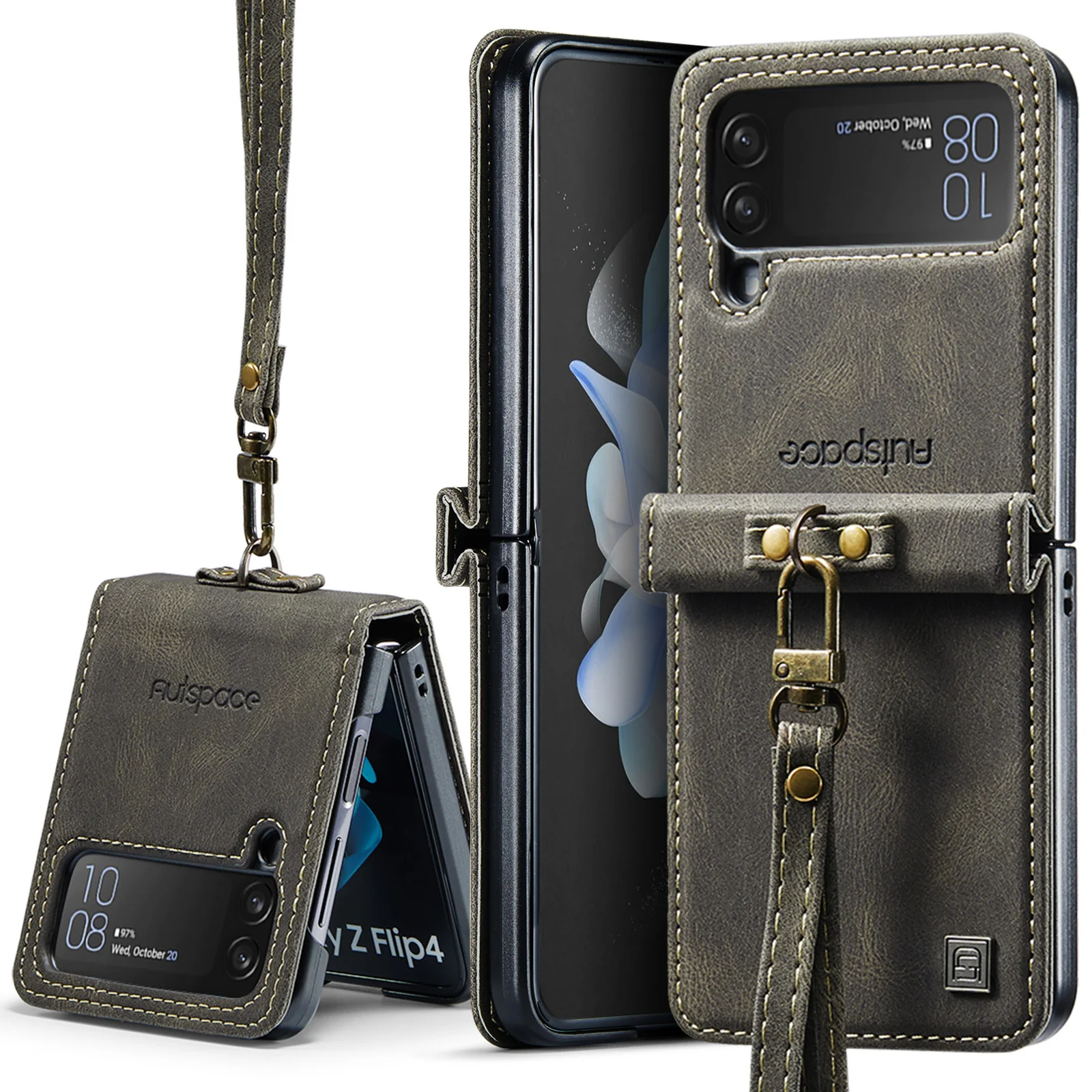 [With Hand Strap] Samsung Galaxy Z Flip5 SM-F731 Luxury PU Leather Wallet Protective Case - Image 6