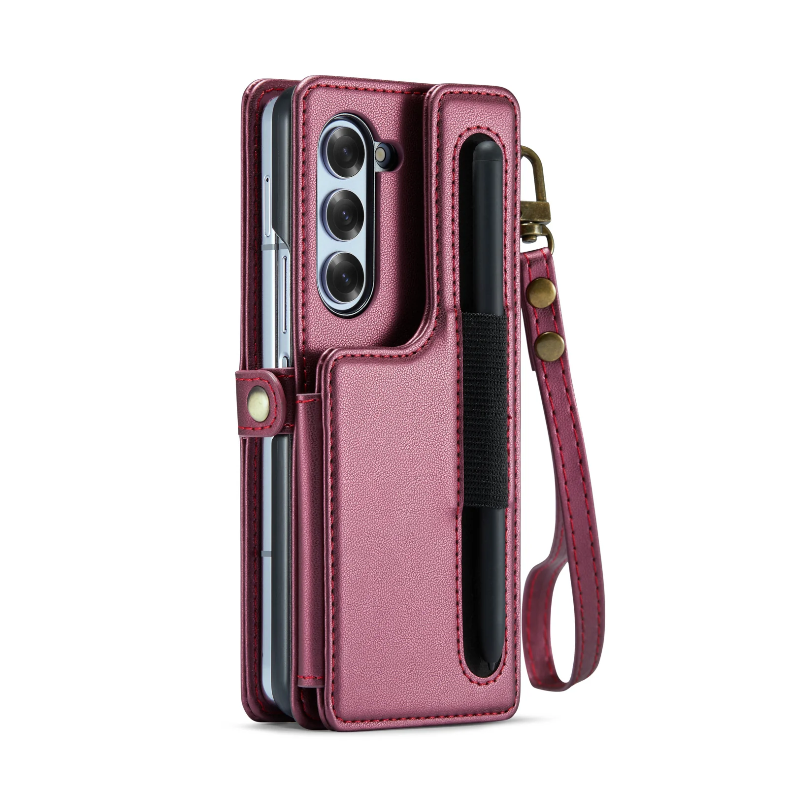 [With Hand Strap] Samsung Galaxy Z Fold7 - Business Leather Foldable Stand Wallet Case - Image 17