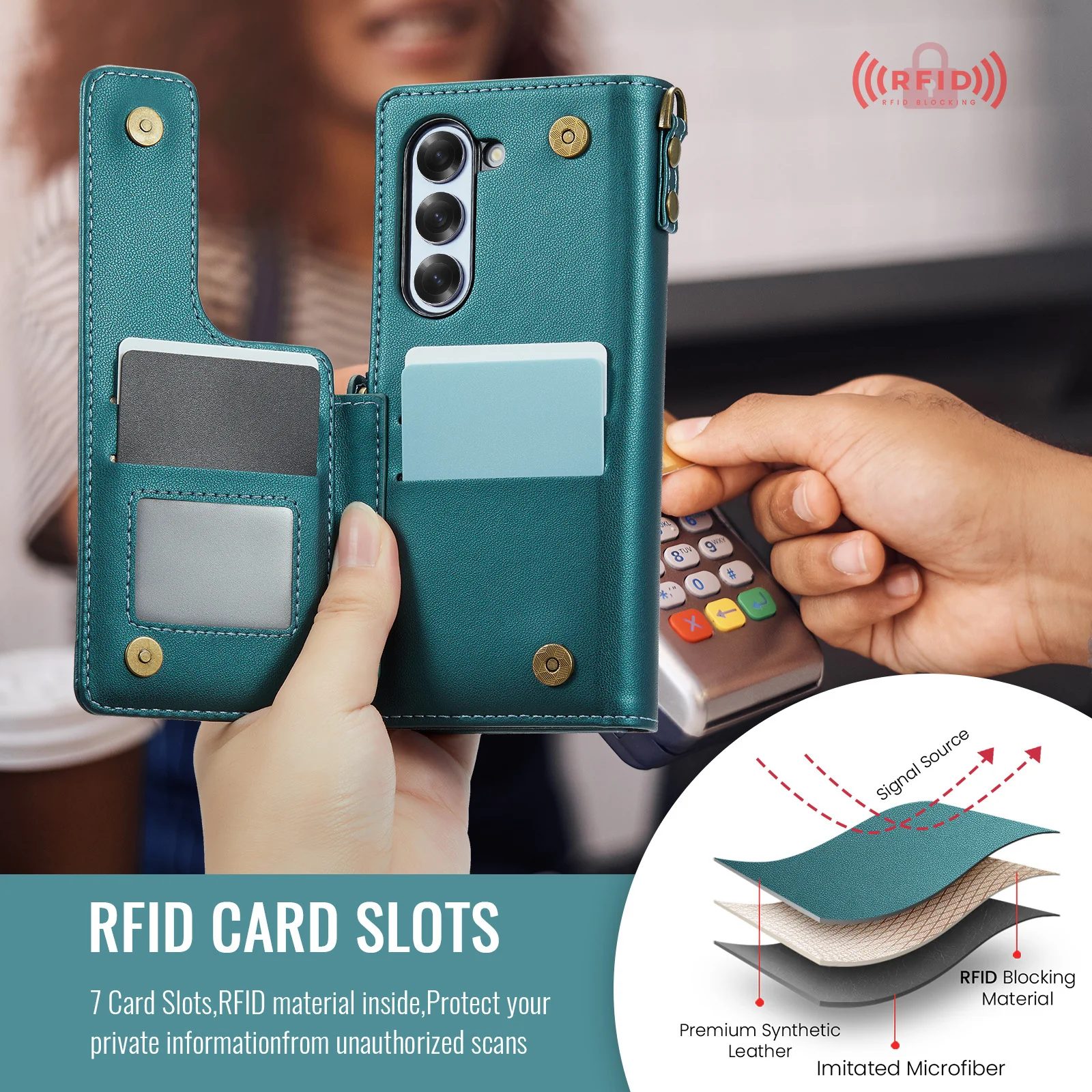 [With Hand Strap] Samsung Galaxy Z Fold7 - Business Leather Foldable Stand Wallet Case - Image 7