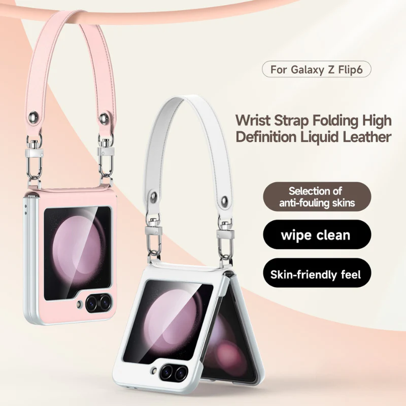 [With Lanyard] Samsung Galaxy Z Flip6 SM-F741 Folding Liquid Leather Anti-fouling Case - Image 10