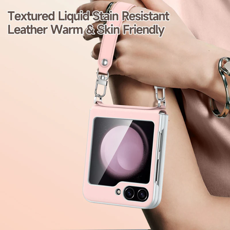 [With Lanyard] Samsung Galaxy Z Flip6 SM-F741 Folding Liquid Leather Anti-fouling Case - Image 11