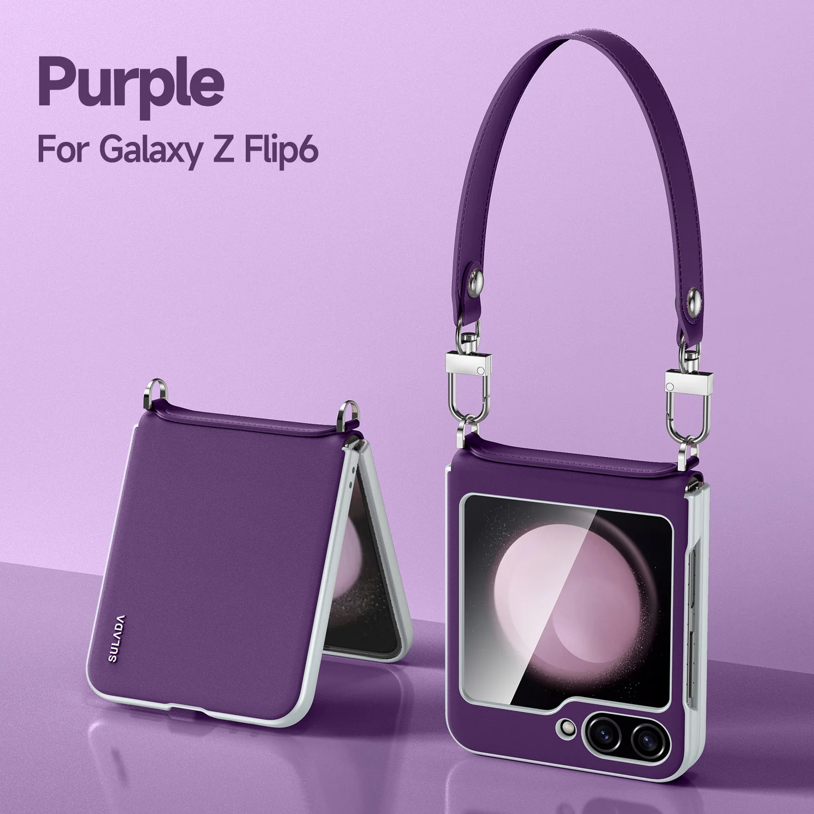 [With Lanyard] Samsung Galaxy Z Flip6 SM-F741 Folding Liquid Leather Anti-fouling Case - Image 13