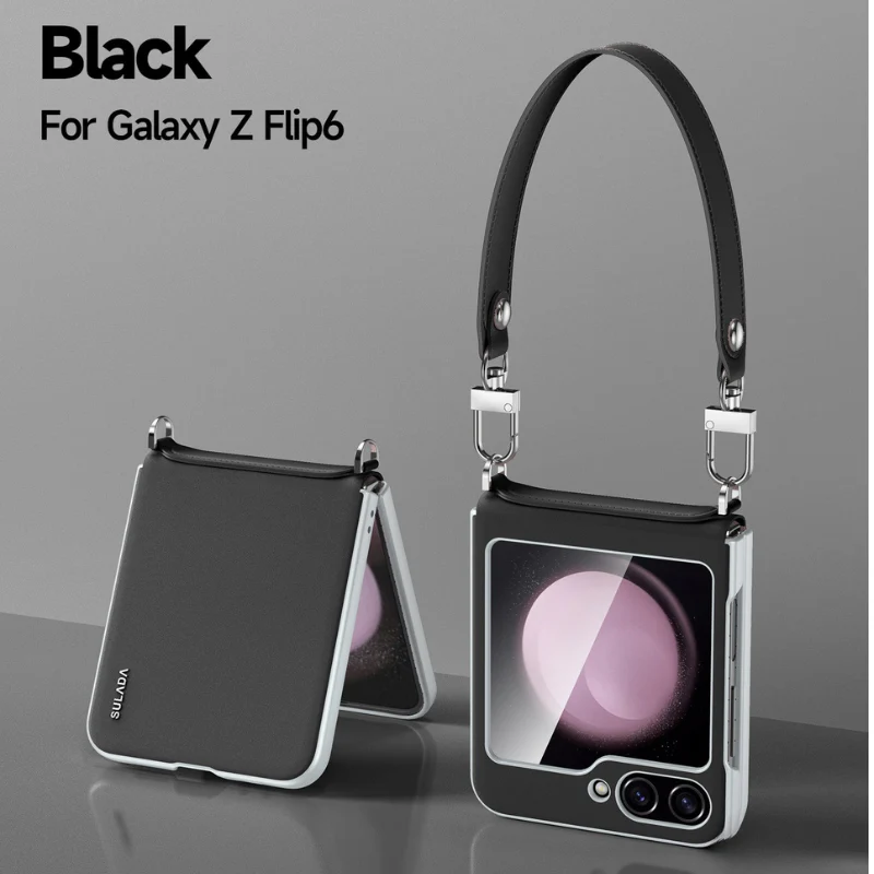 [With Lanyard] Samsung Galaxy Z Flip6 SM-F741 Folding Liquid Leather Anti-fouling Case - Image 3
